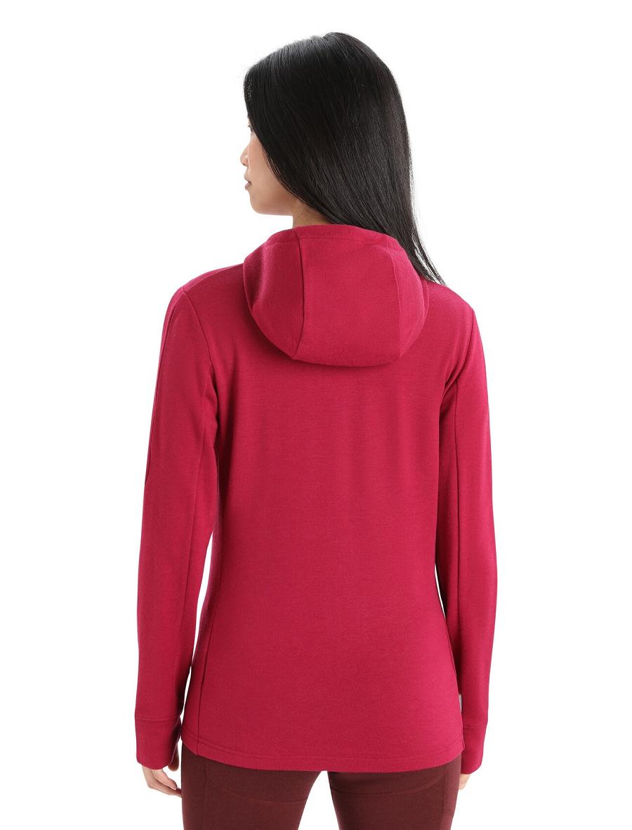 Cherry / Espresso Women's Icebreaker Merino Quantum III Long Sleeve Zip Hoodie | USA 1677EBCX